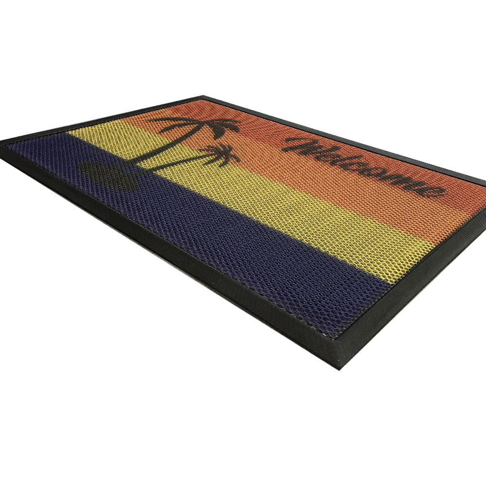Natural rubber mesh elastic king fabric floor mat sandwich printed floor mat door mat household name dust removal mat Application Scenario