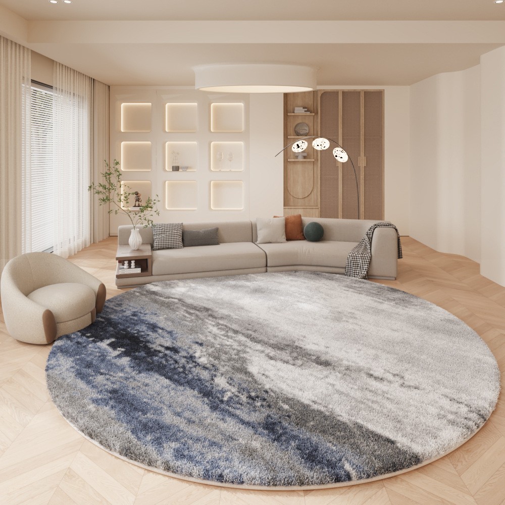 Modern and simple round carpet, ins style creative bedside blanket for living room and bedroom, round home desk and swivel chair floor mat
