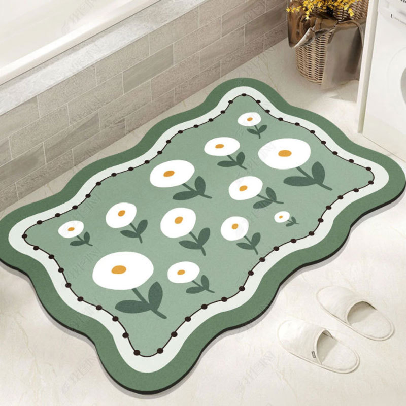 Fresh and clean flower bathroom entrance mat, absorbent bathroom door anti-slip foot mat, thickened bathroom entrance mat Specification image