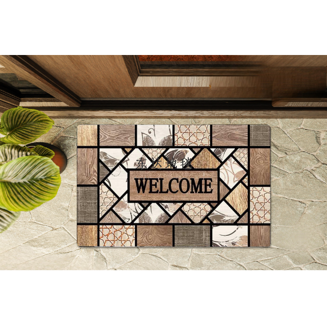 Printed anti-slip foot MATS, rubber flocked floor MATS, entrance door MATS details Picture