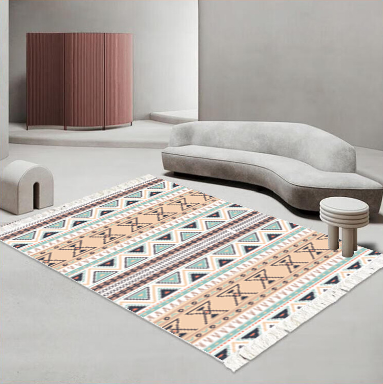 High-end light luxury fringed dove velvet carpet, water-absorbing, anti-slip, machine-washable floor mat, sofa, coffee table carpet Item Picture