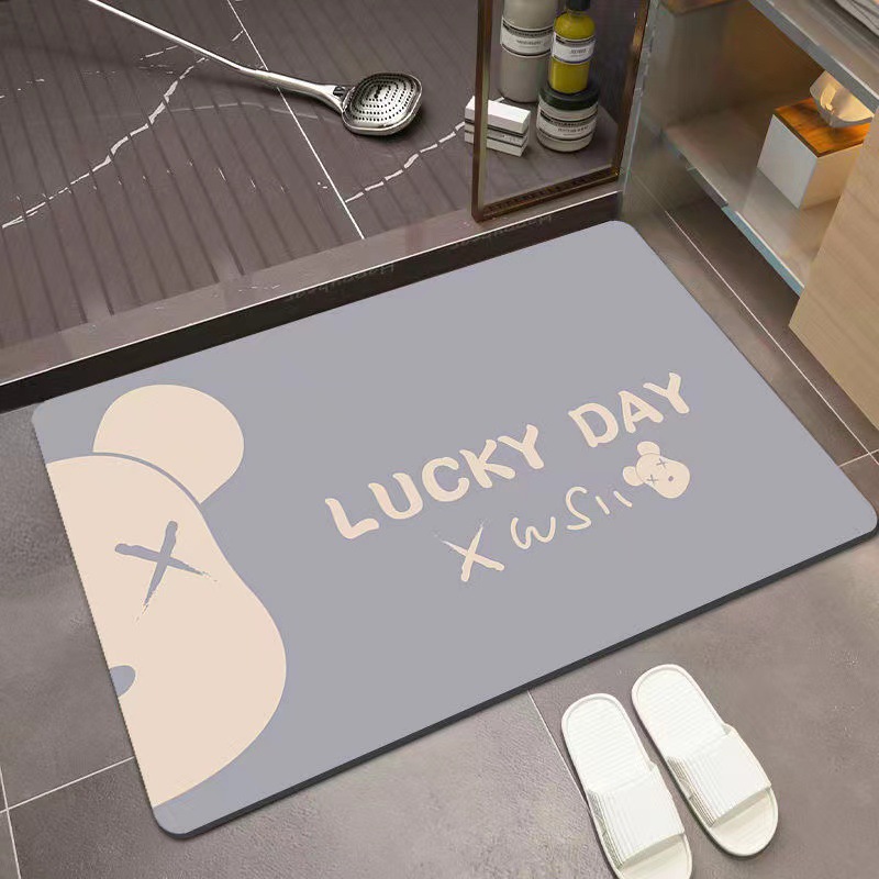 New crystal velvet Violent Bear floor mat, bathroom quick-drying, water-absorbing, anti-slip foot mat, household entrance floor mat details Picture