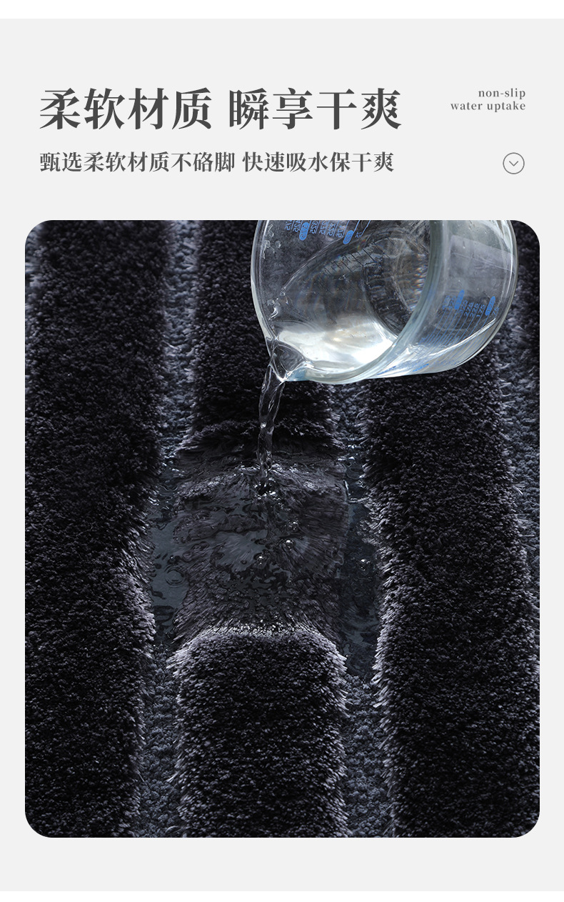 新款长绒地垫地毯家用卫生间浴室卧室客厅门口防滑吸水详情4