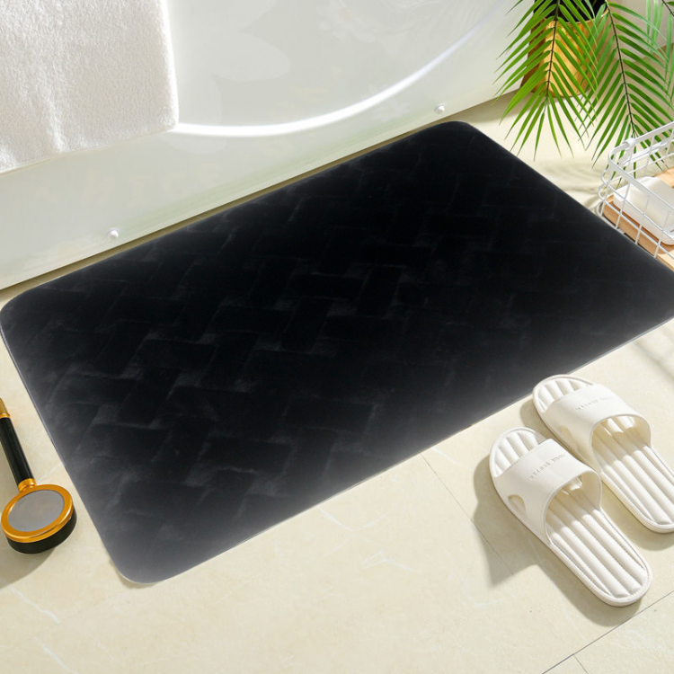 High-grade solid color rabbit fur jacquard carpet, TPR anti-slip and absorbent floor mat, bathroom and living room door carpet Item Picture