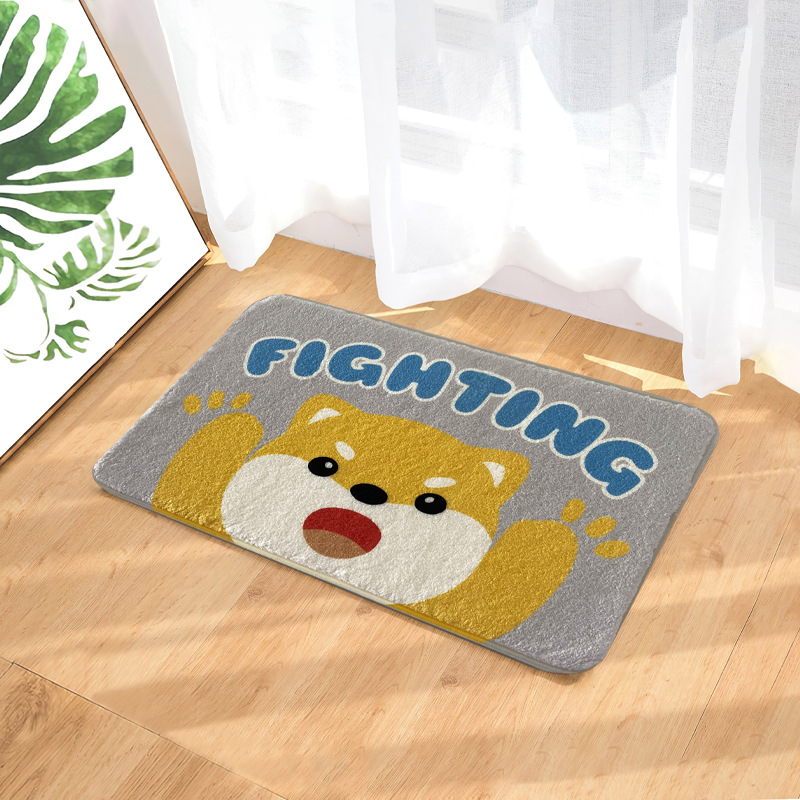 Cartoon cashmere printed carpet, water-absorbing and anti-slip floor mat, home living room, room, bathroom door carpet Item Picture
