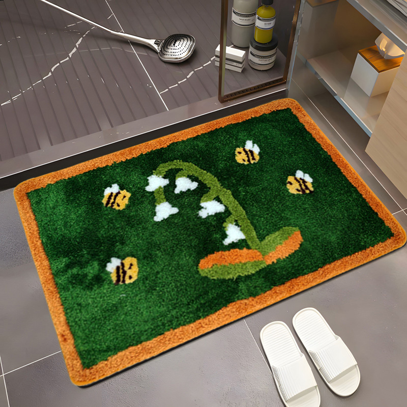 High-end light luxury cartoon-patterned faux cashmere carpet, water-absorbing and anti-slip floor mat, bathroom, study, bedroom floor mat, anti-slip mat Item Picture