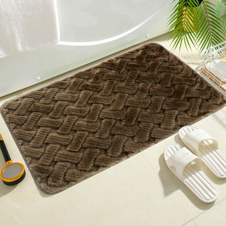 High-grade solid color rabbit fur jacquard carpet, TPR anti-slip and absorbent floor mat, bathroom and living room door carpet Specification image