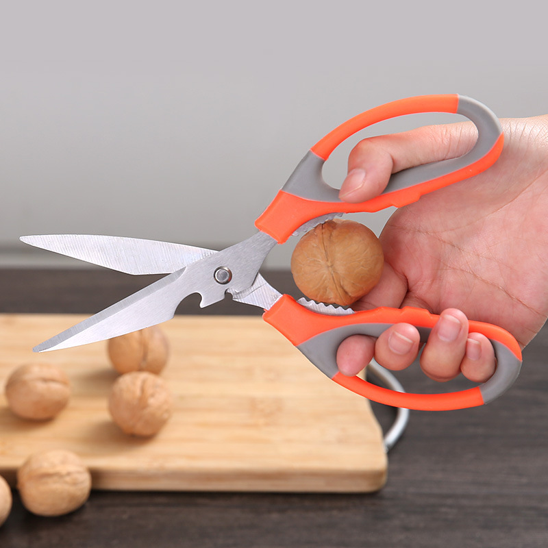 Stainless steel scissors for barbecues, seafood, detachable chicken bones, and multi-functional kitchen food and vegetable scissors when going out Specification image
