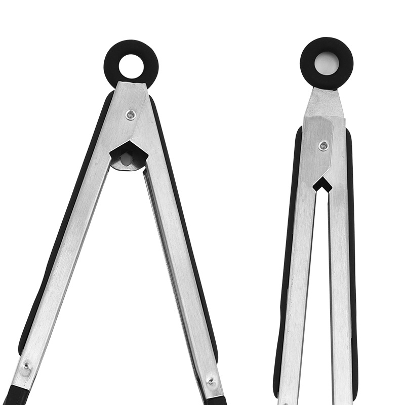 Wholesale of 9-inch and 12-inch nylon food tongs, stainless steel silicone food tongs, cake and bread tongs, steak and barbecue tongs Specification image