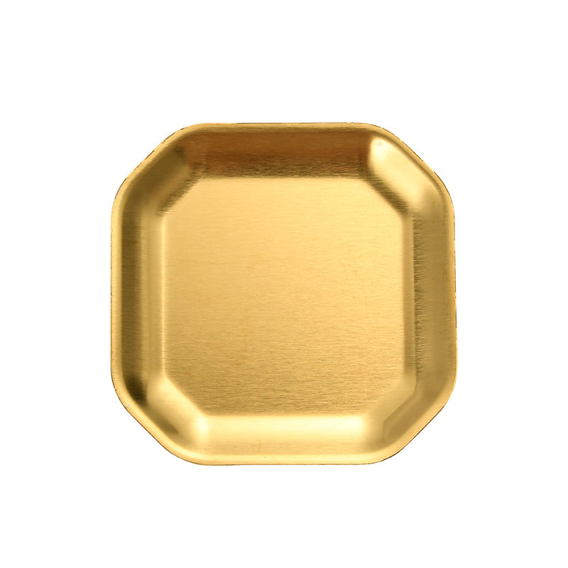 304 Korean-style stainless steel octagonal plate, square-shaped tableware, golden barbecue plate, kimchi plate, creative dish preparation plate Specification image