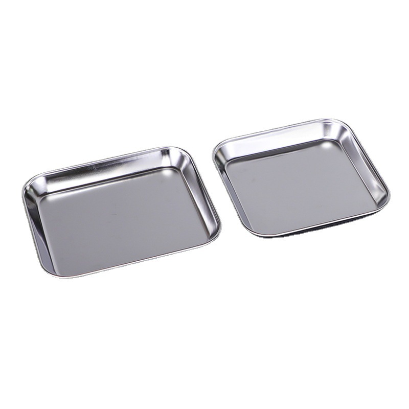 304 Korean-style grilled meat dessert tray, rectangular golden flat plate, creative flat base, dessert plate, snack and vegetable plate Application Scenario