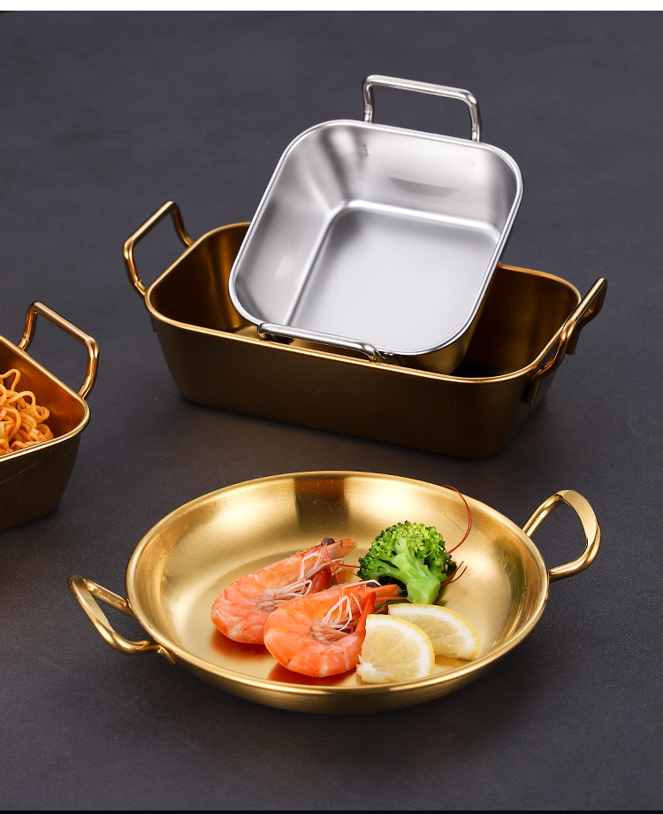 Korean-style stainless steel snack plate, double-ear kimchi plate, cold dish plate, French fries, fried chicken, grilled meat plate, golden pastry plate pic 11