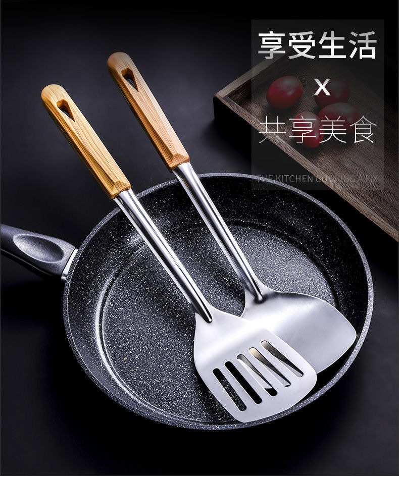 A complete set of anti-scald kitchen spatulas, household stainless steel 5-piece set, spatulas, cooking spoons and spatulas, daily necessities and kitchen tools pic 2