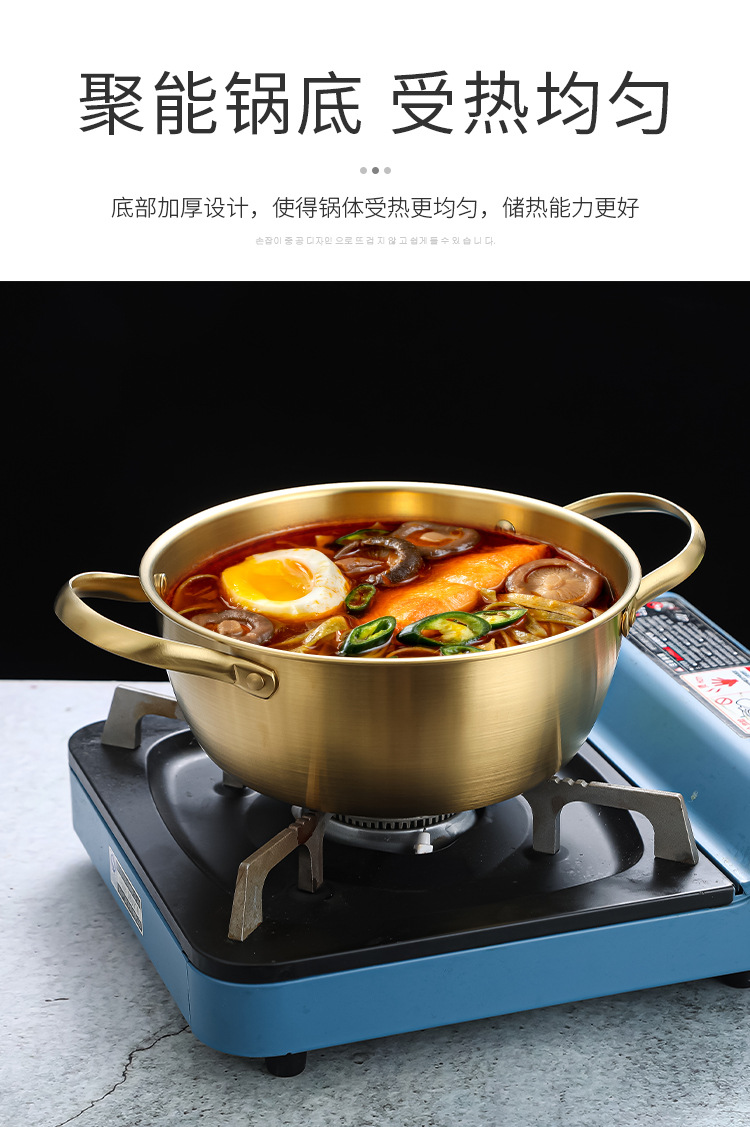 Wholesale Korean-style stainless steel bowls, creative mixed rice and vegetable bowls, round double-eared bowls, instant noodle and seafood soup bowls from the manufacturer pic 9