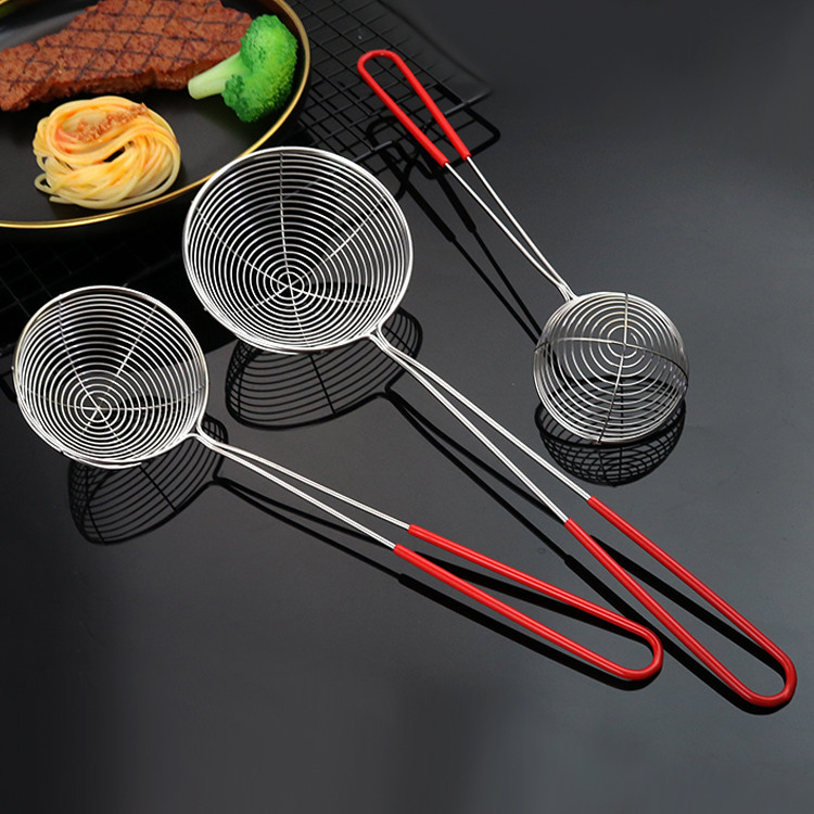 Hook, small strainer, coil, wall-mounted stainless steel hot pot strainer, bubble milk tea strainer, small hot pot strainer Specification image