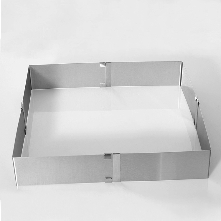 Stainless steel square mousse ring, adjustable telescopic cake mold, baking supplies, baking DIY tools, cake mold