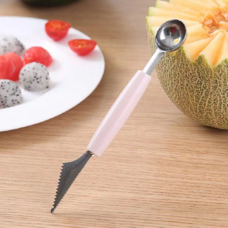 Stainless steel watermelon ball scorer, fruit ball scorer, double-head kitchen watermelon cutting, carved knife, platter scoop, a magic tool Specification image