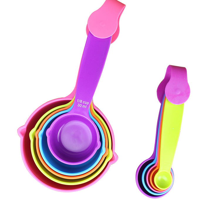Wholesale colored thickened measuring spoons and cups set with graduated spoons, weighing gram spoons, plastic spoons set for kitchen baking details Picture