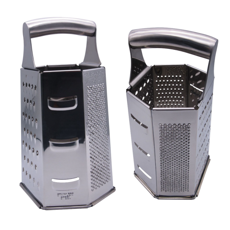 Stainless steel elbow handle melon grater, 6-sided grater, radish grater, melon grater, manual garlic puree press, vegetable cutter Item Picture