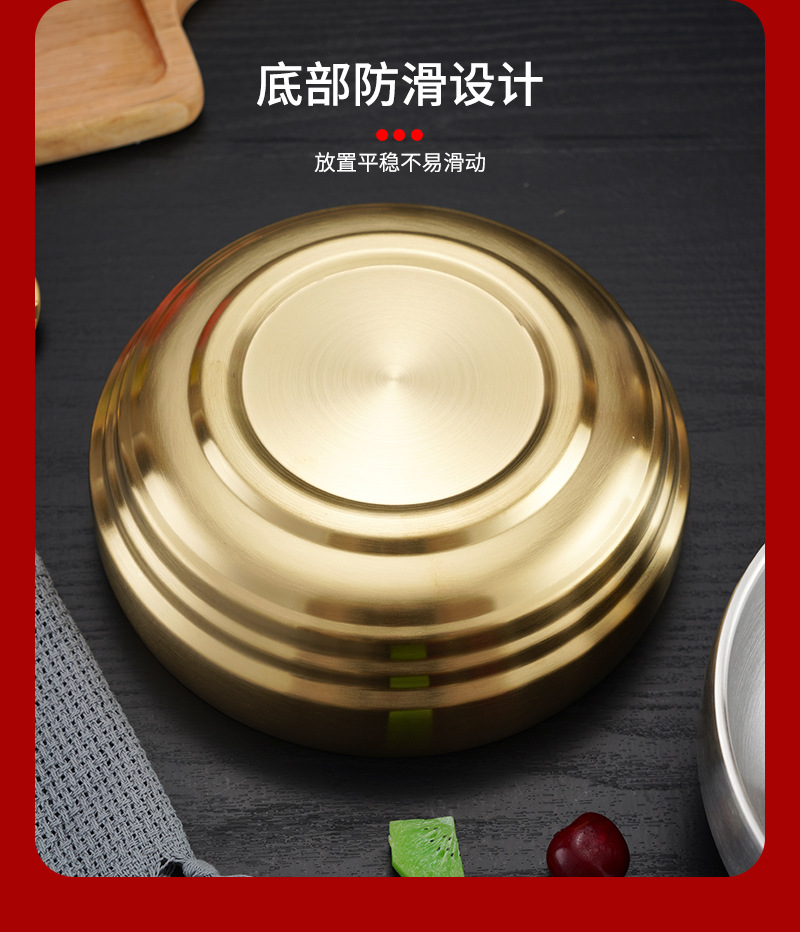 Korean-style stainless steel double-layer cold noodle bowl, mixed rice bowl, rice bowl, screw powder ramen bowl, instant noodle bowl, large soup bowl, gold pic 13