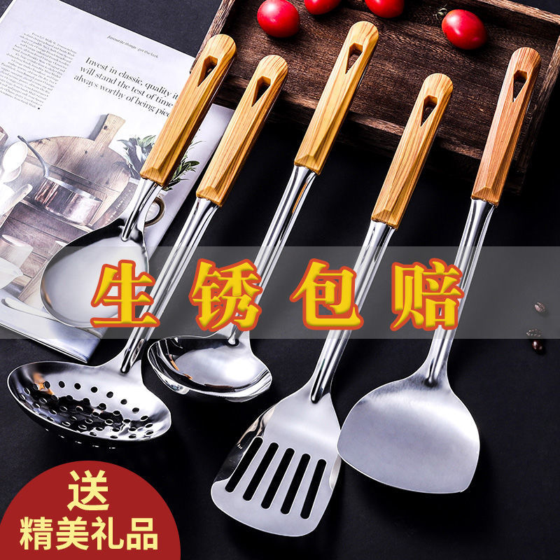 A complete set of anti-scald kitchen spatulas, household stainless steel 5-piece set, spatulas, cooking spoons and spatulas, daily necessities and kitchen tools details Picture