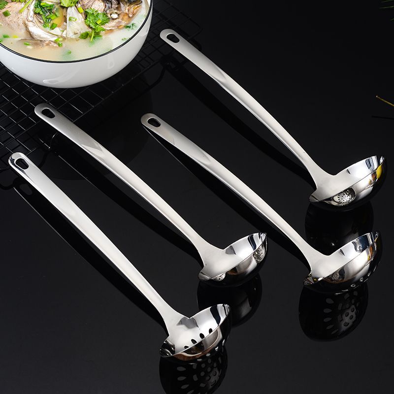 304 stainless steel soup spoon kitchenware set, household thickened long-handled hot pot spoon, restaurant strainer, kitchen cooking spoon details Picture