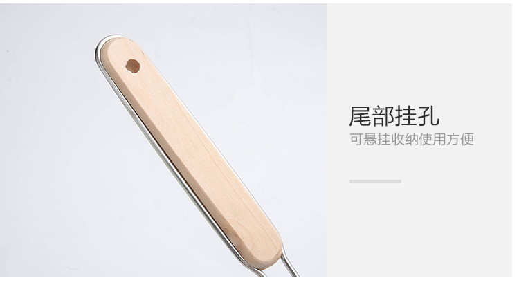 Household stainless steel strainer, small hole frying scoop, wooden handle, filter screen, multiple specifications, wall-mounted oil compartment pic 12