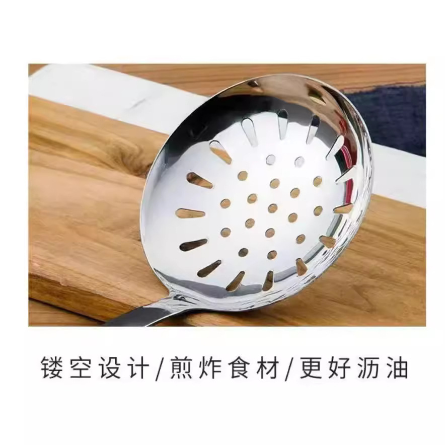 Stainless steel wooden-handled stir-frying spoon, kitchen stir-frying spatula, thickened pot spatula, kitchen cooking wooden-handled set stir-frying spoon and spatula Specification image
