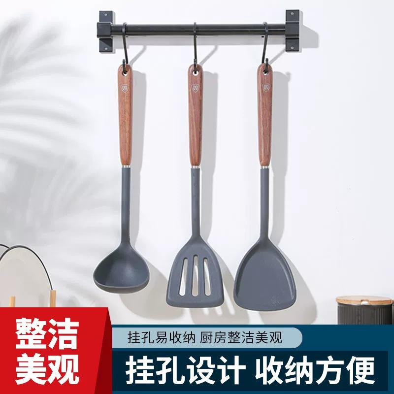 Double-gun silicone spatula, non-stick pan, special cooking spatula, soup spoon, household food-grade high-temperature resistant kitchenware set wholesale details Picture