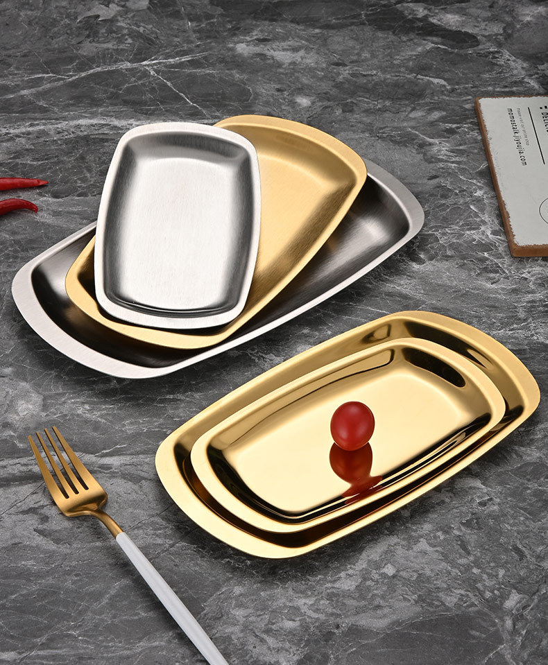 Korean-style stainless steel square plates, barbecue plates, flat square plates, snack plates, vegetarian inventory plates, heart dish plates, cooking tableware pic 10