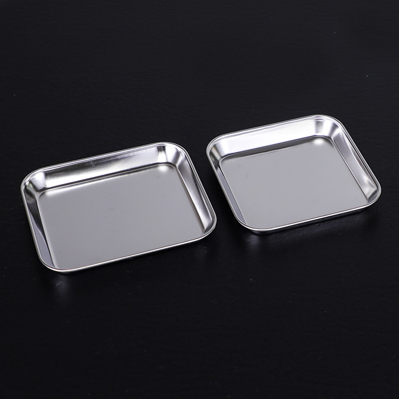 304 Korean-style grilled meat dessert tray, rectangular golden flat plate, creative flat base, dessert plate, snack and vegetable plate Item Picture