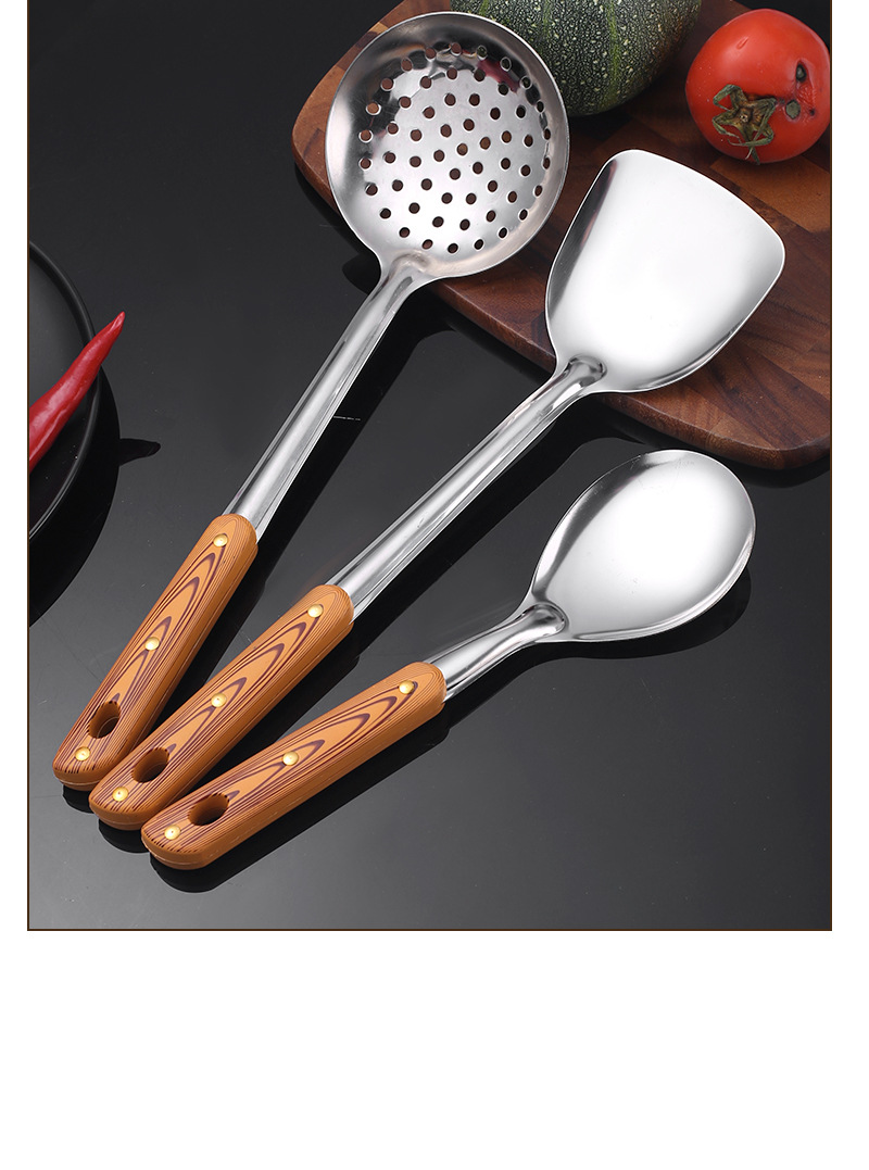 Stainless steel soup spoons, frying spatulas, spatulas, rice spoons, spatulas, cooking utensils, household kitchen supplies and kitchenware complete set pic 13