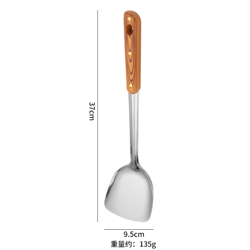 Stainless steel soup spoons, frying spatulas, spatulas, rice spoons, spatulas, cooking utensils, household kitchen supplies and kitchenware complete set Item Picture