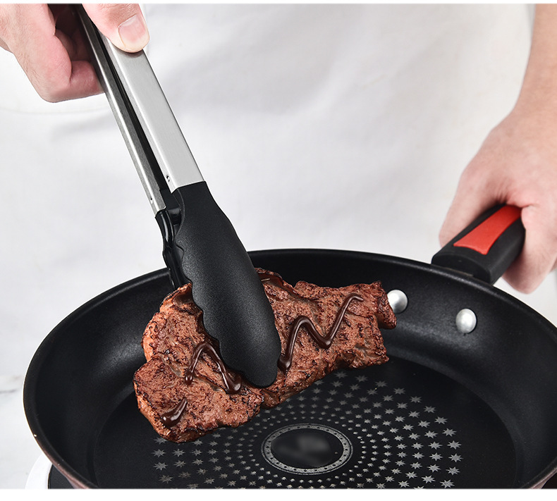 11-inch food tongs, household nylon food tongs, baking BBQ barbecue tongs, buffet steak tongs, 12-inch bread tongs pic 13