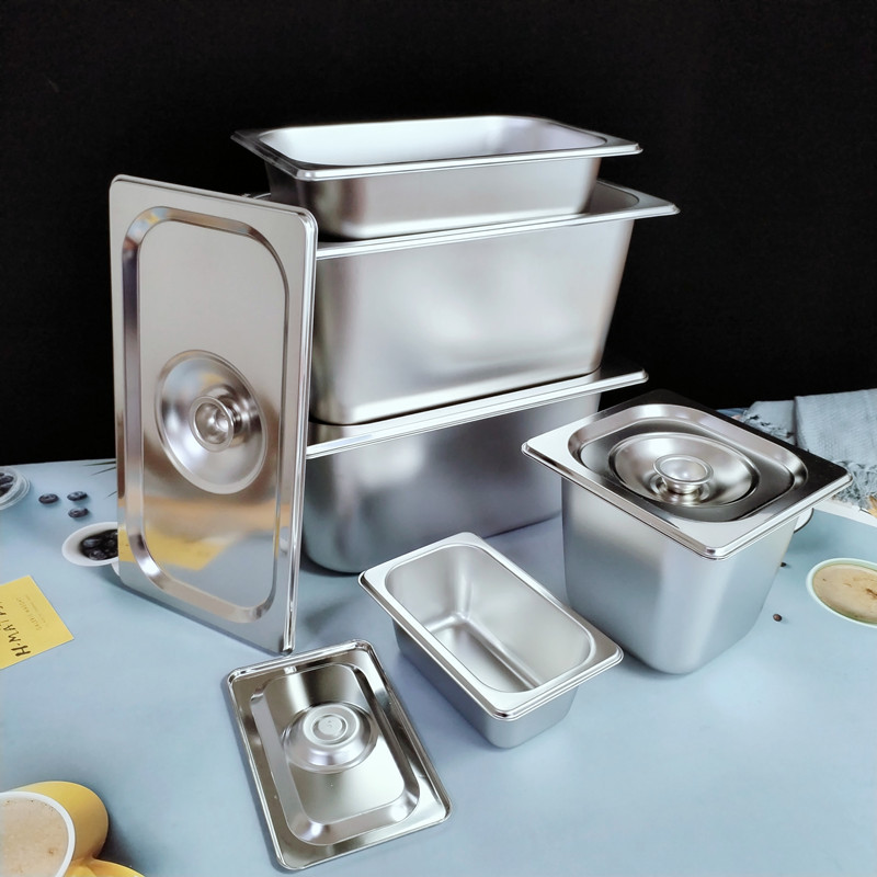 304 stainless steel serving basins, cafeteria buffet basins with LIDS, stainless steel square basins, ice cream basins, rectangular serving plates