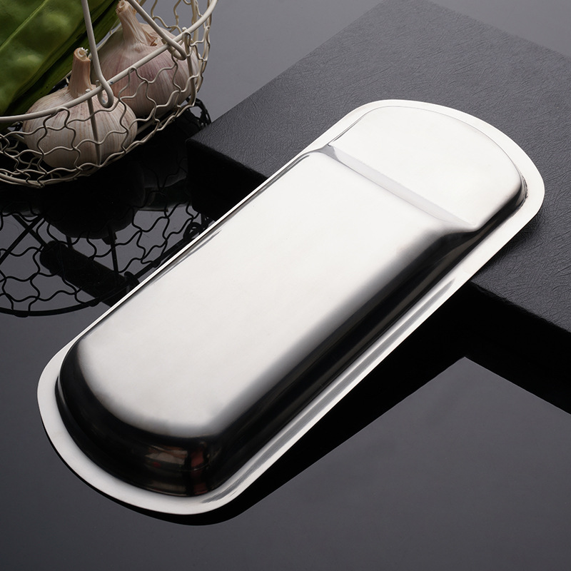 Stainless steel fan-shaped square shelves, restaurant and hotel hot pot fish-shaped spoon trays, buffet plates, food tongs and shelves details Picture