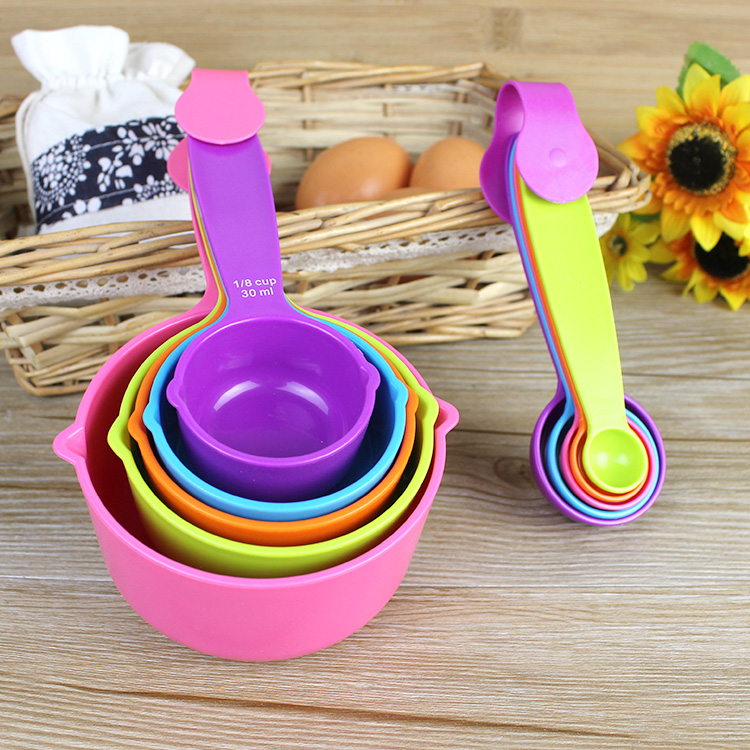 Wholesale colored thickened measuring spoons and cups set with graduated spoons, weighing gram spoons, plastic spoons set for kitchen baking pic 1