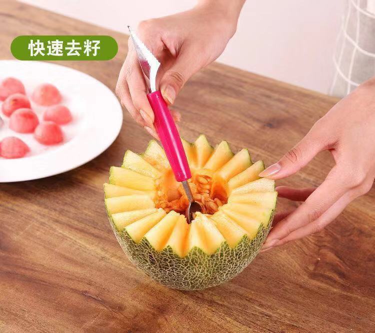 Stainless steel watermelon ball scorer, fruit ball scorer, double-head kitchen watermelon cutting, carved knife, platter scoop, a magic tool pic 7