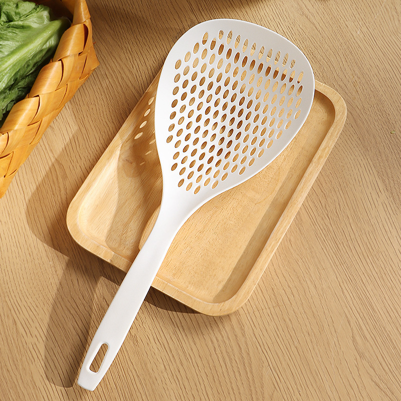 Large Japanese-style strainer, large kitchen strainer for scooping noodles, large strainer net, household long-handled anti-slip round strainer for draining water Specification image