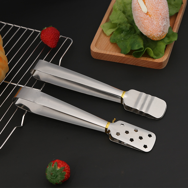 Stainless steel thickened food tongs, barbecue self-service food, steak tongs, kitchen multi-functional bread tongs, factory direct sales