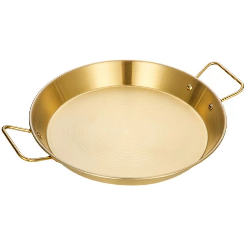Stainless steel Bubu Bei Spanish seafood plate, double-ear flat-bottomed dry pot snacks, crayfish plate, Korean fried chicken plate Application Scenario