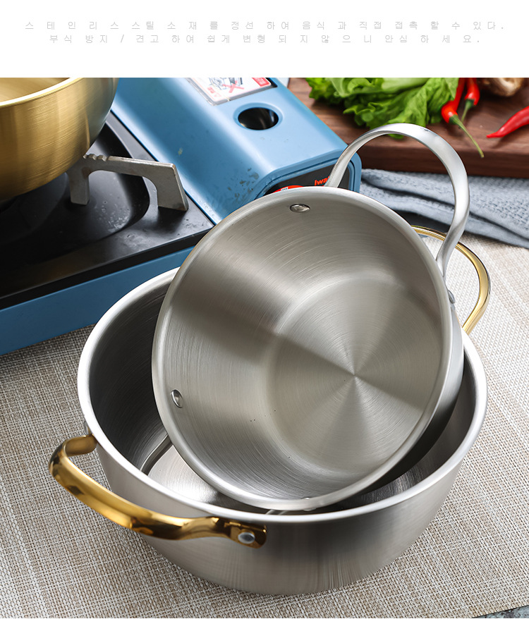 Wholesale Korean-style stainless steel bowls, creative mixed rice and vegetable bowls, round double-eared bowls, instant noodle and seafood soup bowls from the manufacturer pic 8