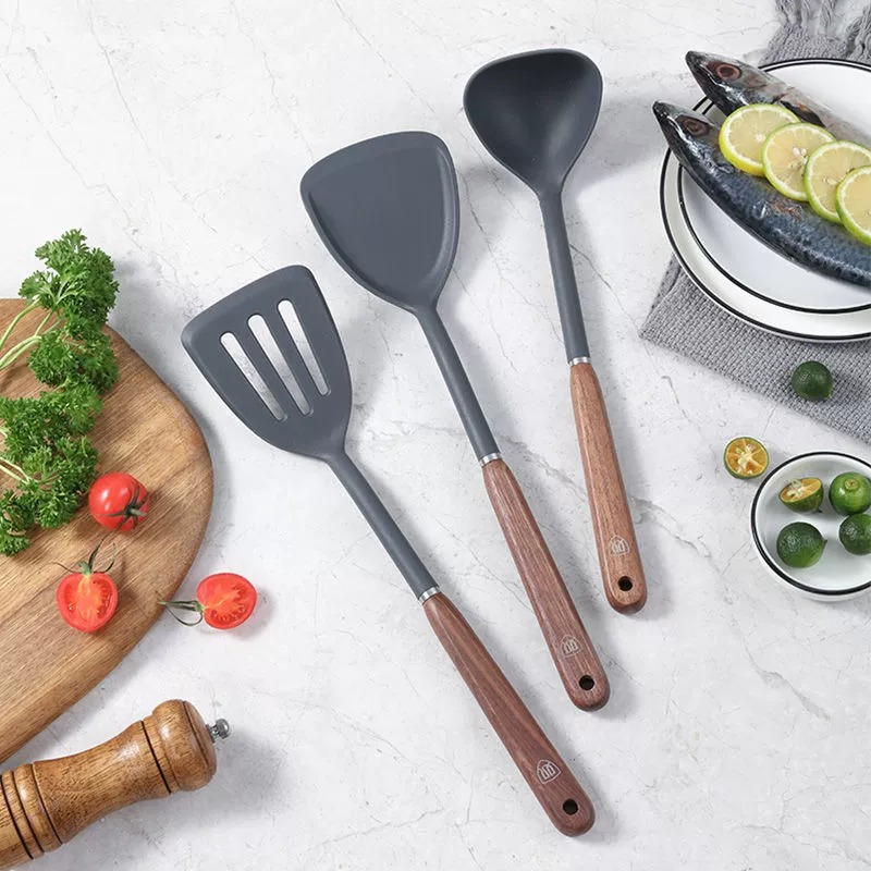 Double-gun silicone spatula, non-stick pan, special cooking spatula, soup spoon, household food-grade high-temperature resistant kitchenware set wholesale Specification image