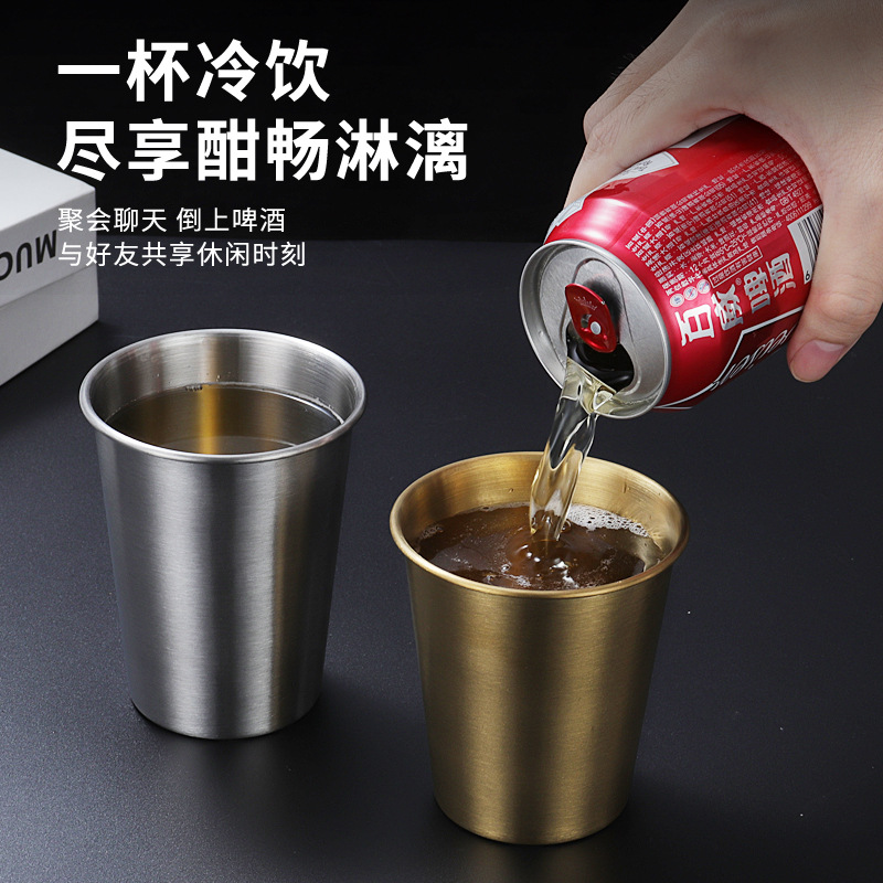 304不锈钢饮水杯口杯饮料杯批发多规格不锈钢饮水杯啤酒杯单层杯