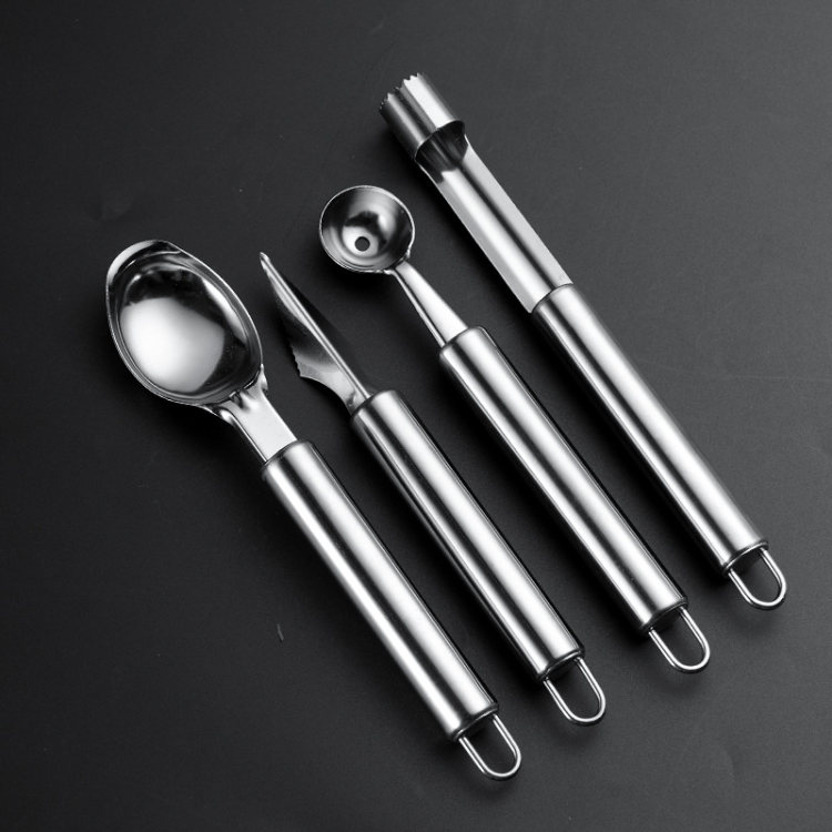 Fruit tool set: Fish scale planer, fruit and vegetable planer, stainless steel peeler, multi-purpose carved knife, pit-removing fruit scoop Item Picture