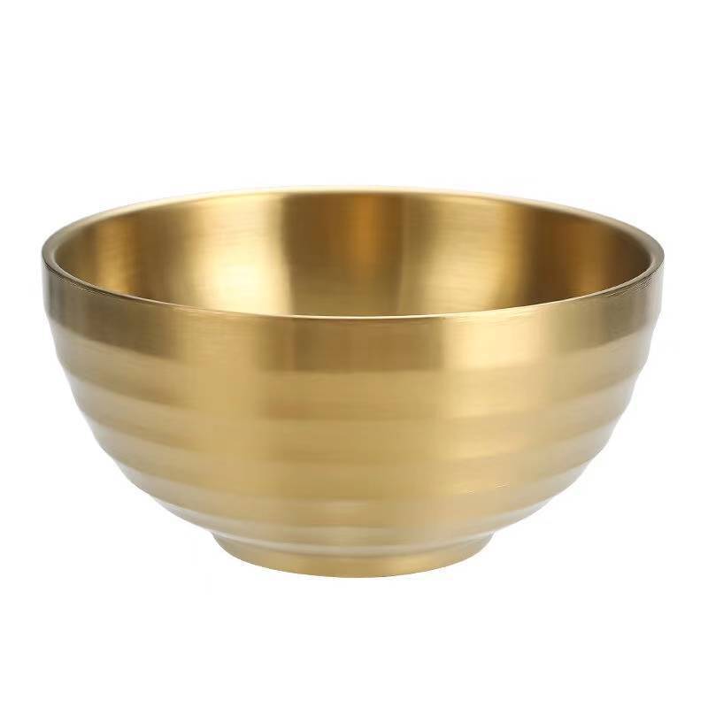 304 stainless steel Korean-style threaded bowl, household double-layer rice bowl, golden soup bowl, kindergarten, restaurant and snack bowl Application Scenario