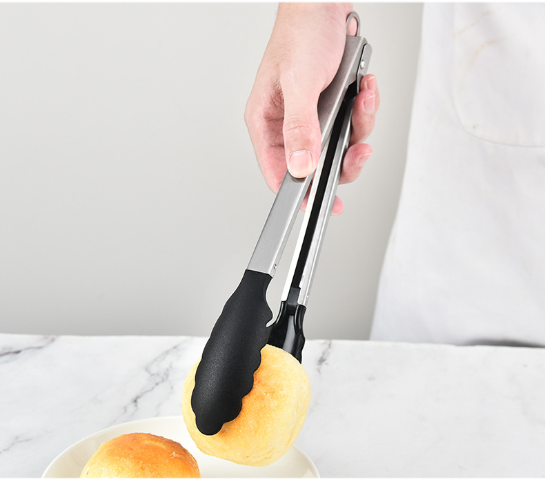 11-inch food tongs, household nylon food tongs, baking BBQ barbecue tongs, buffet steak tongs, 12-inch bread tongs pic 12