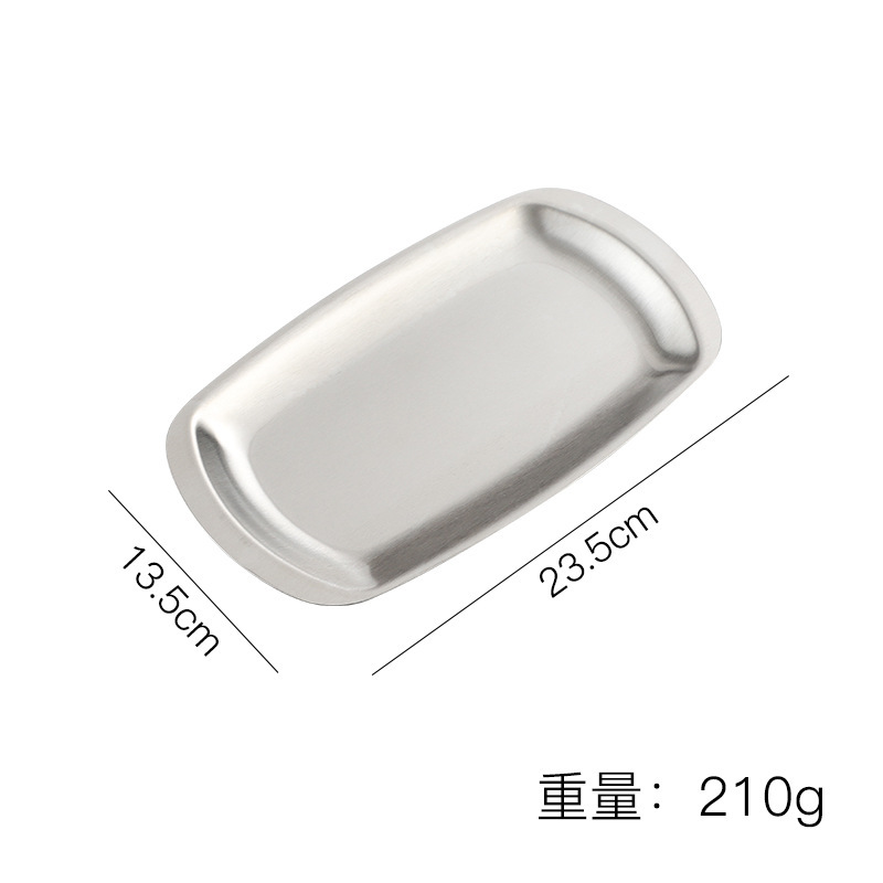 Stainless steel square plates, barbecue plates, Japanese and Korean flat plates, vegetable plates, vegetarian inventory plates, heart plates, golden towel plates, jewelry trays Item Picture