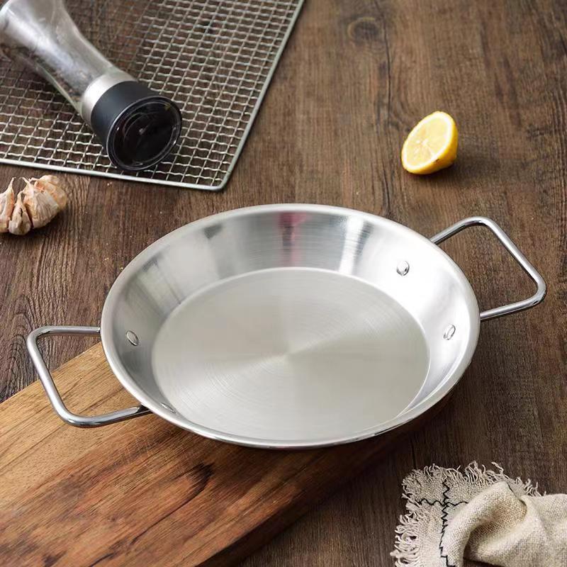 Stainless steel Bubu Bei Spanish seafood plate, double-ear flat-bottomed dry pot snacks, crayfish plate, Korean fried chicken plate details Picture