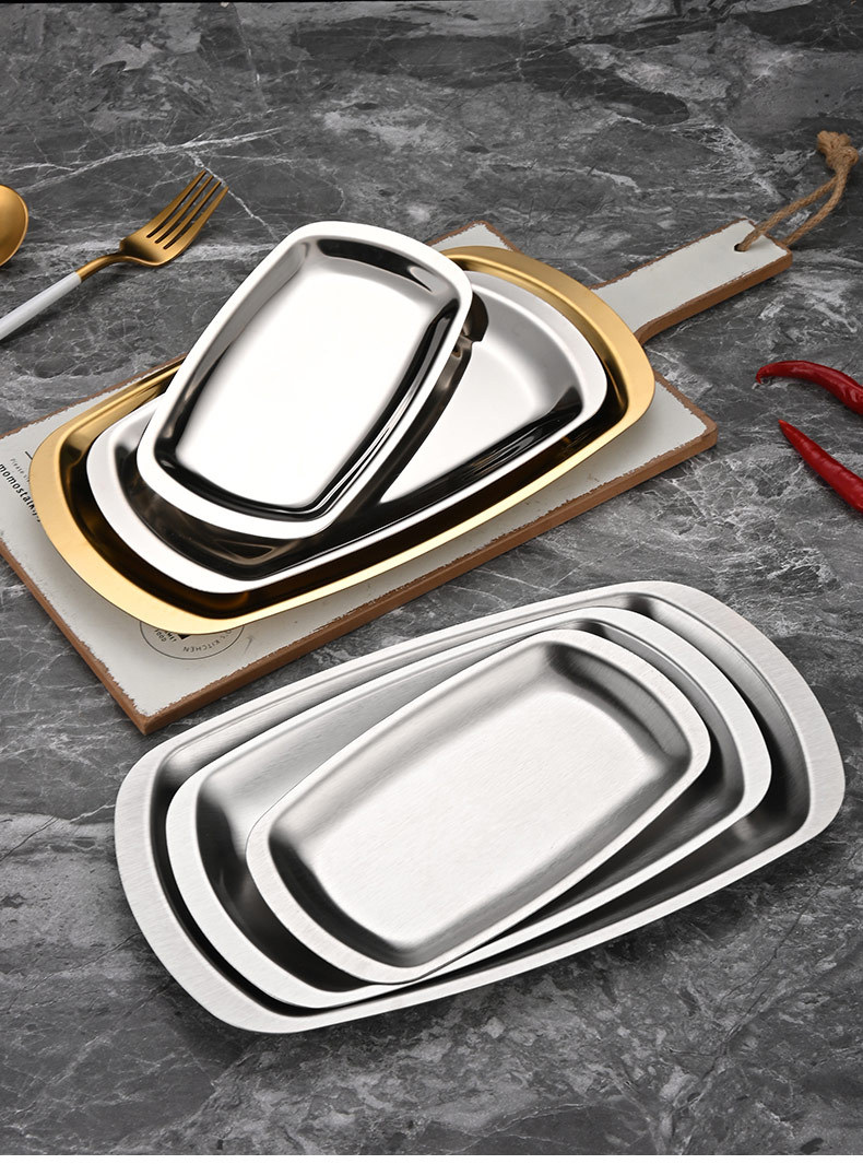 Korean-style stainless steel square plates, barbecue plates, flat square plates, snack plates, vegetarian inventory plates, heart dish plates, cooking tableware pic 9